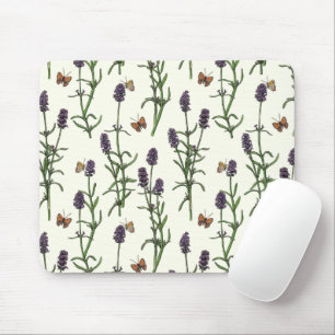 Lavendel und Schmetterlinge auf weiß Mousepad