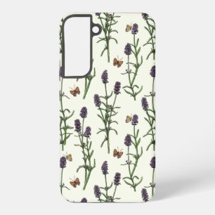 Lavendel und Schmetterlinge auf weiß Samsung Galaxy Hülle