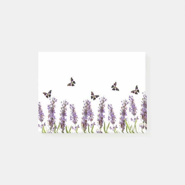 Lavendel und Schmetterlinge Post-it Klebezettel (Vorderseite)