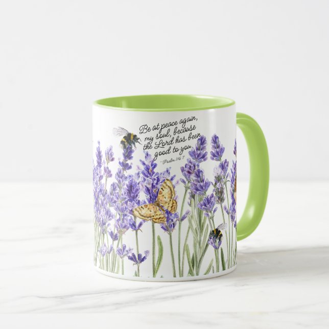 Lavendel und Schrift Tasse (VorderseiteRechts)