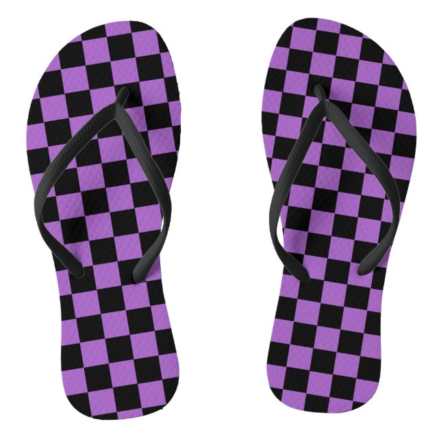 Lavendel und schwarz-kariertes Muster Flip Flops (Fußbett)