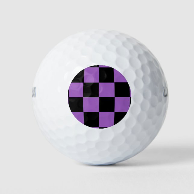 Lavendel und schwarz-kariertes Muster Golfball (Vorderseite)