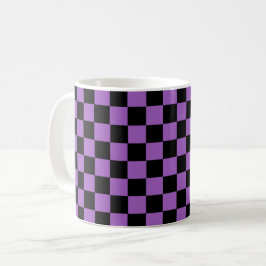 Lavendel und schwarz-kariertes Muster Kaffeetasse