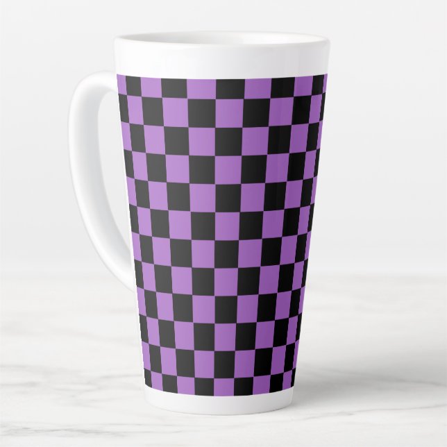 Lavendel und schwarz-kariertes Muster Milchtasse (Linke Ecke)
