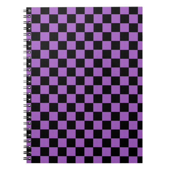 Lavendel und schwarz-kariertes Muster Notizblock (Vorderseite)
