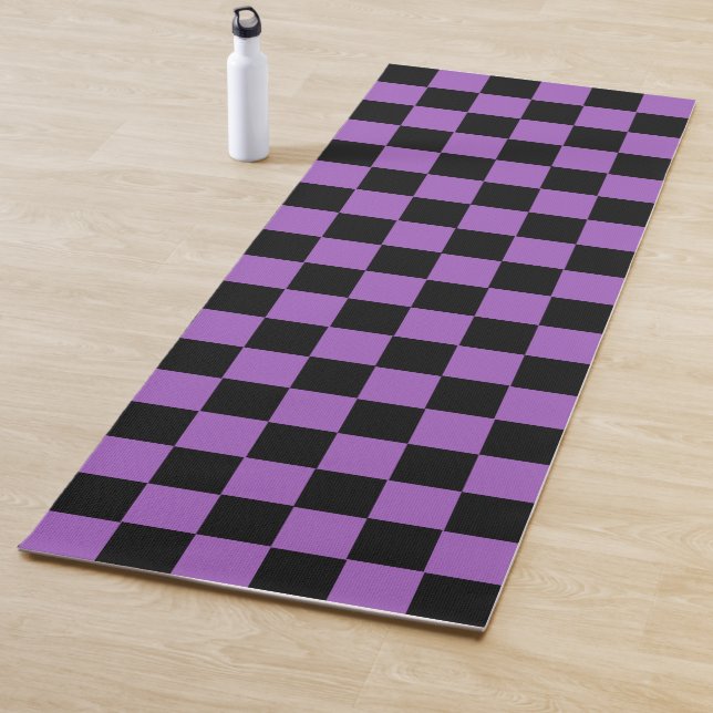 Lavendel und schwarz-kariertes Muster Yogamatte (Beispiel)