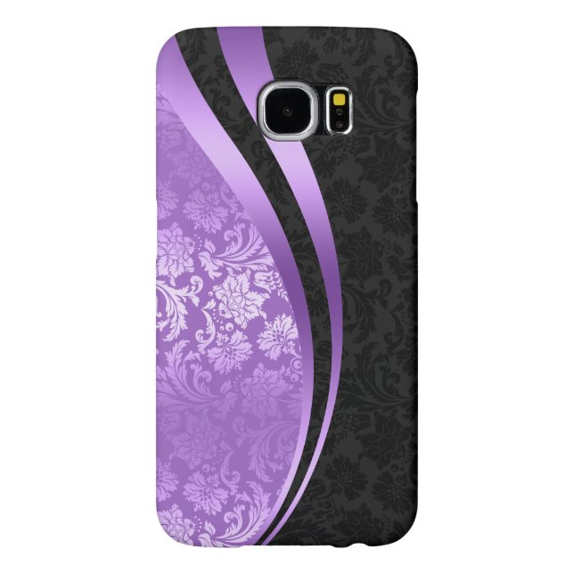 Lavendel und schwarze Damasken, dynamische Streife Case-Mate Samsung Galaxy Hülle (Rückseite)