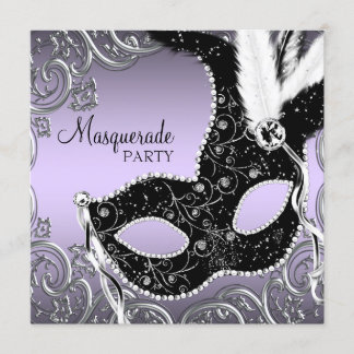 Lavendel- und Schwarzmaske-Party Einladung