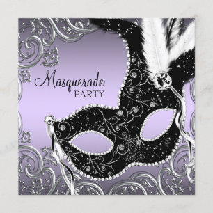 Lavendel- und Schwarzmasken-Maskenparty Einladung