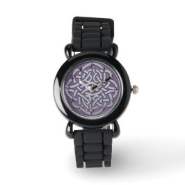 Lavendel und Silberner Glitzer Celtic Knot Watch Armbanduhr