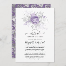 Lavendel und Silver Floral Virtual Wedding Einladung