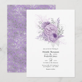 Lavendel und Silver Floral Wedding Einladung