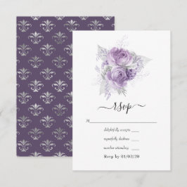 Lavendel und Silver Floral Wedding RSVP Karte