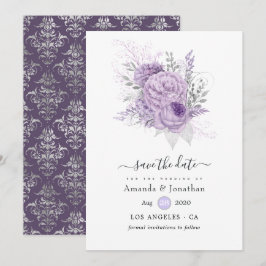 Lavendel und Silver Floral Wedding Save The Date