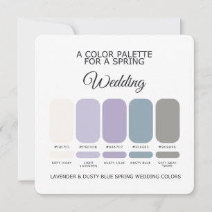 Lavendel und Staubblau Hochzeitspalettenkarte Früh Einladung