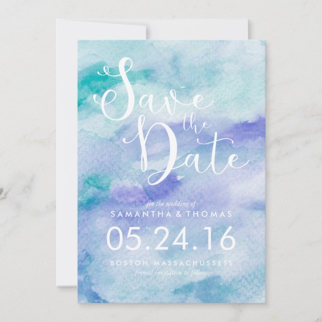 Lavendel und Wasserfarbe Save the Date (Vorderseite)
