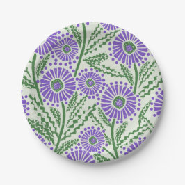 Lavendel- und Weißblock-Druck Pappteller