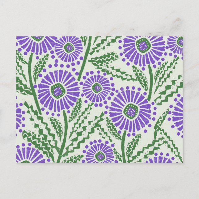 Lavendel- und Weißblock-Druck Postkarte (Vorderseite)