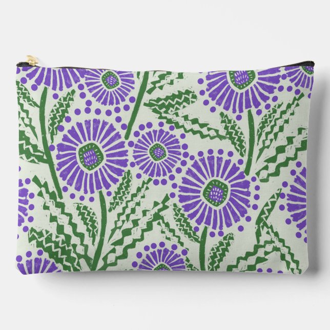 Lavendel- und Weißblock-Druck Zubehörtasche (Vorderseite)