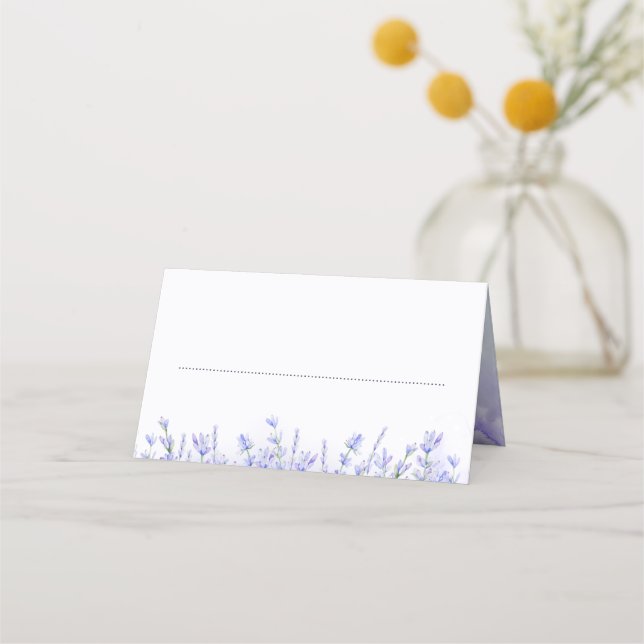 Lavendel und weiße Blume Elegante Hochzeit Platzkarte (Vorderseite)