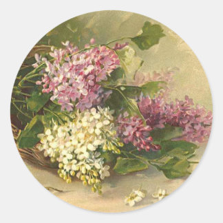 Lavendel und Weiße Schönheit Runder Aufkleber