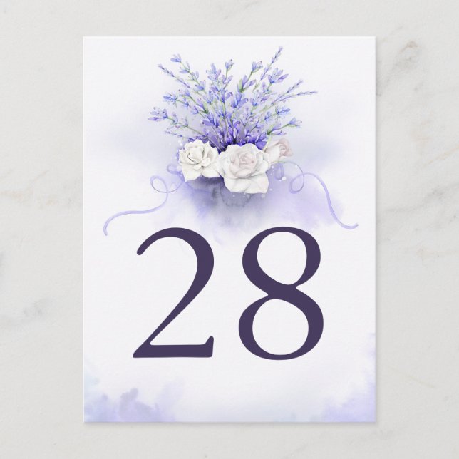 Lavendel und White Rose Hochzeitskarte für die Tis Postkarte (Vorderseite)