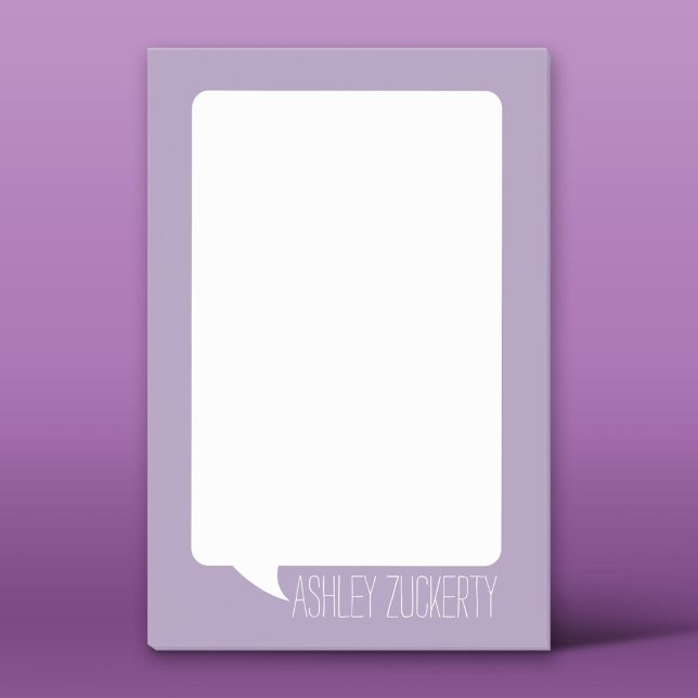 Lavendel und White Talk Blase Personalisierter Nam Post-it Klebezettel (Custom Post-it Notepad)