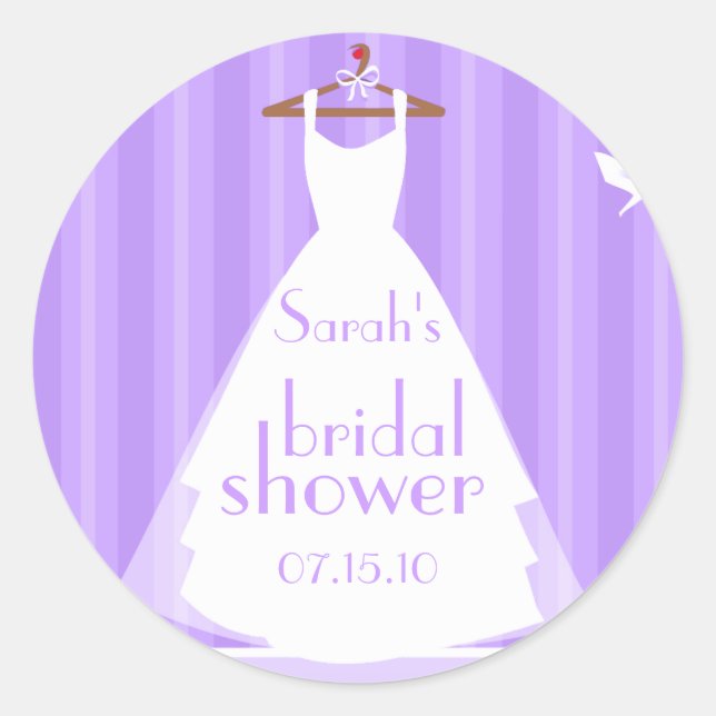 Lavendel und White Wedding Dress Brautparty Runder Aufkleber (Vorderseite)
