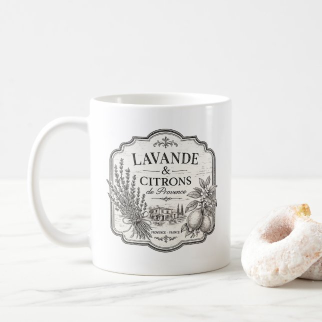 Lavendel und Zitronen-Tasse Kaffeetasse (Mit Donut)
