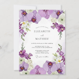 Lavendel Üppige Orchideen-Hochzeit Einladung
