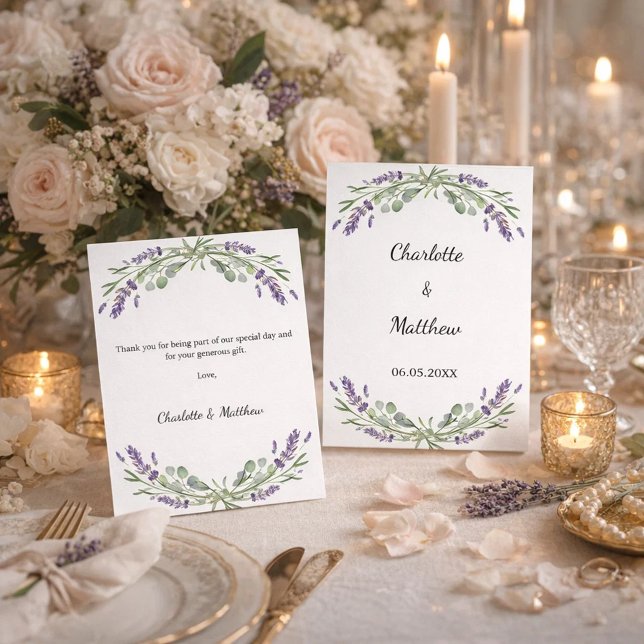 Lavendel-Veilchen-Blumen Hochzeit Dankeskarte (Von Creator hochgeladen)