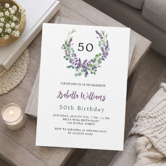 Lavendel Veilchen Blumengrün Luxus Geburtstag Einladung