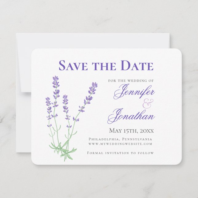 Lavendel Verlobung Foto Save the Date (Vorderseite)
