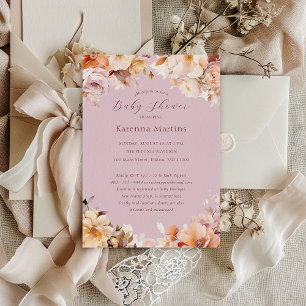 Lavendel Vintage Blumen Herbst Baby Shower Einladung
