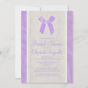 Lavendel-Vintage-Schleifen-Leinen-Hochzeitsdusche- Einladung