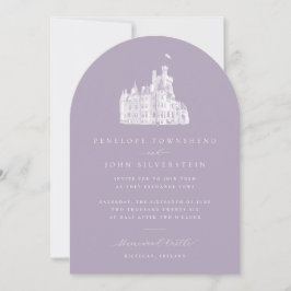 Lavendel Vintage Schloss Bogen Hochzeit Einladung