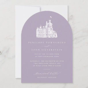 Lavendel Vintage Schloss Bogen Hochzeit Einladung