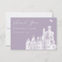 Lavendel Vintage Schloss Destination Hochzeit Dankeskarte