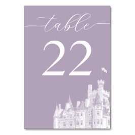 Lavendel Vintage Schloss Destination Hochzeit Tischnummer