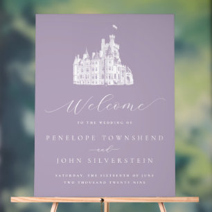 Lavendel Vintage Schloss Hochzeitsempfang Acrylschild