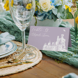 Lavendel Vintage Schloss Illustration Hochzeit Platzkarte