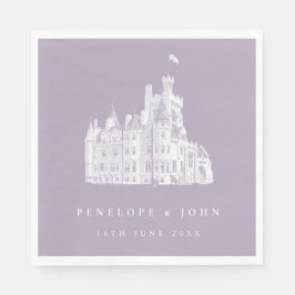 Lavendel Vintage Schloss Illustration Hochzeit Serviette