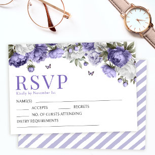 Lavendel violet Blume Hochzeit RSVP Antwortkarte Karte