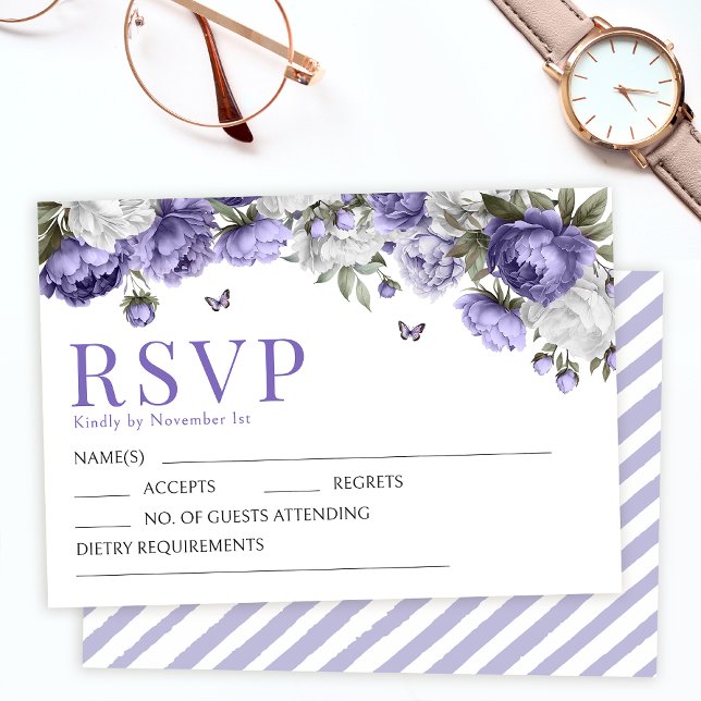 Lavendel violet Blume Hochzeit RSVP Antwortkarte Karte (Von Creator hochgeladen)