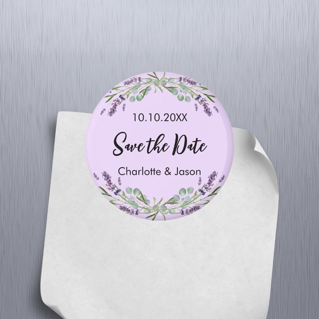 Lavendel violet Hochzeit Speichern Sie den Date-Ma Magnet (Von Creator hochgeladen)