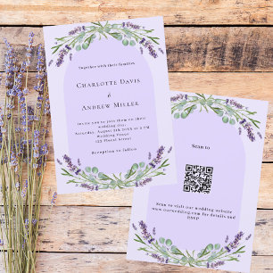 Lavendel Violett Blumenbogen QR UAWG Hochzeit Einladung