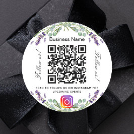 Lavendel Violett Blumengeschäft qr Code Instragram Runder Aufkleber
