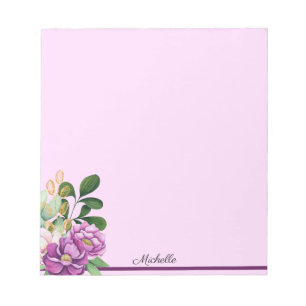 Lavendel violette Blumen Editor IHRER Name Text Notizblock