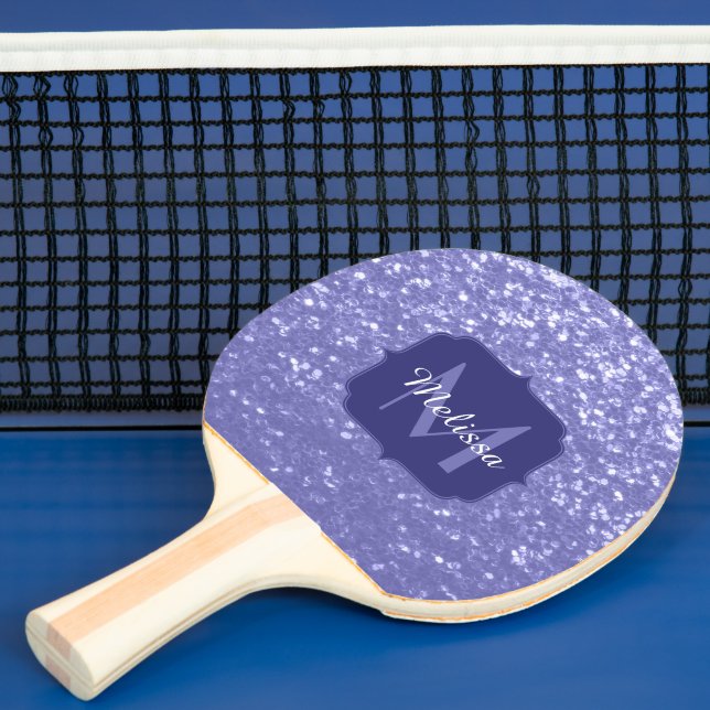 Lavendel violette Glitzern Glitzer bling Monogram Tischtennis Schläger (InSitu)