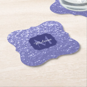 Lavendel violette Glitzern Glitzer bling Monogram Untersetzer